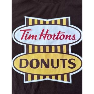 Tim Hortons Donuts T-Shirt Brown Size Small Retro Logo
